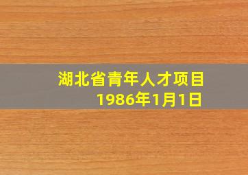 湖北省青年人才项目 1986年1月1日